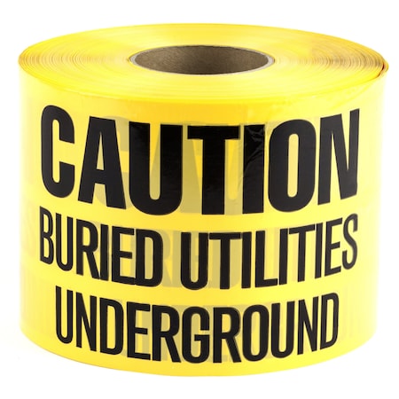 Dottie Underground Warning Tape, Caution Buried Utilities Underground, Yellow, Polyethylene UT40D